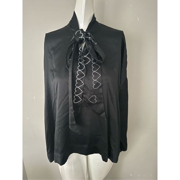 LIBERTINE Heart Silk Tie-neck Blouse - Picture 8 of 9